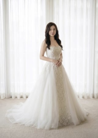 001-Dramatic-A-Line_Strapless_Heavy-Beaded-Center-Panel-asian-bridal-hire