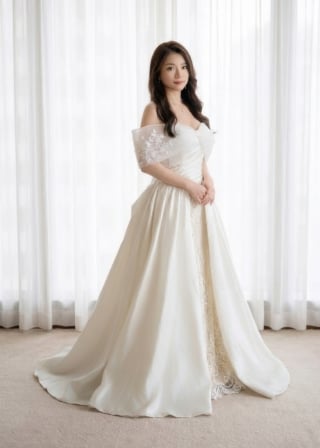 011-Dramatic-A-Line_Off-Shoulder_Satin_Lace-Side-Insert-asian-bridal-hire