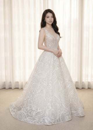 012-Dramatic-A-Line_Deep-V-Neck_Geometric-Art-Deco-Glitter-asian-bridal-hire