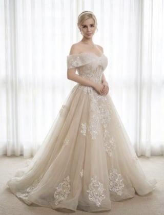 032-Dramatic-A-Line_Cap-Sleeve_Beaded-Tassel-Shoulder_Lace-Hem-asian-bridal-hire