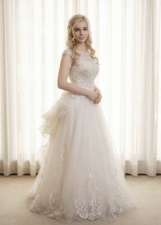 034-Soft-A-Line_Strapless_Folded-Origami-Neckline_Floral-Hem-asian-bridal-hire