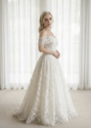 037-Soft-A-Line_Cap-Sleeve_Illusion-Neck_Ruffled-Bustle-Back-asian-bridal-hire