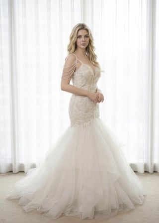 040-Mermaid_Spaghetti-Strap_Beaded-Shoulder-Chains_Ruffled-Tulle-Skirt-asian-bridal-hire