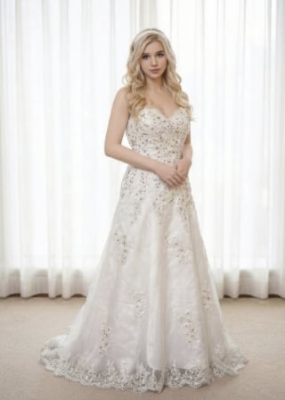 085-Soft-A-Line_Strapless_Ruched-Bodice_Cascading-Ruffle-Skirt-asian-bridal-hire