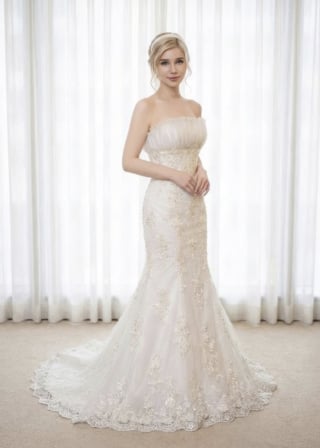 096-Mermaid_Floral-Strap_3D-Rosette-Detail_Ruffled-Skirt-asian-bridal-hire