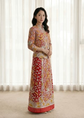 024-Soft-A-Line_Off-Shoulder_Puffy-Tulle-Sleeves_Corset-Bodice_Dotted-Tulle-asian-bridal-hire