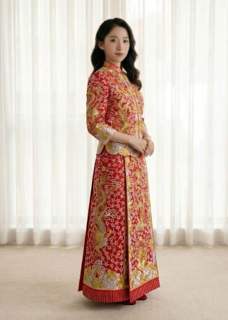 027-Soft-A-Line_Wide-Strap_3D-Floral-Applique_Lace-Hem-asian-bridal-hire